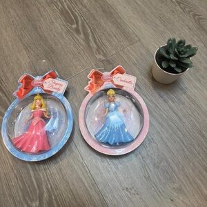 Disney Princess Figurines Aurora and Cinderella Christmas Ornament Toy Vintage